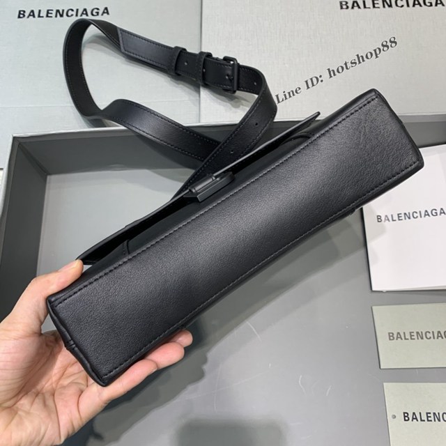 Balenciaga巴黎世家專櫃爆款小號平紋黑色黑扣Hourglass沙漏包 fyj1823